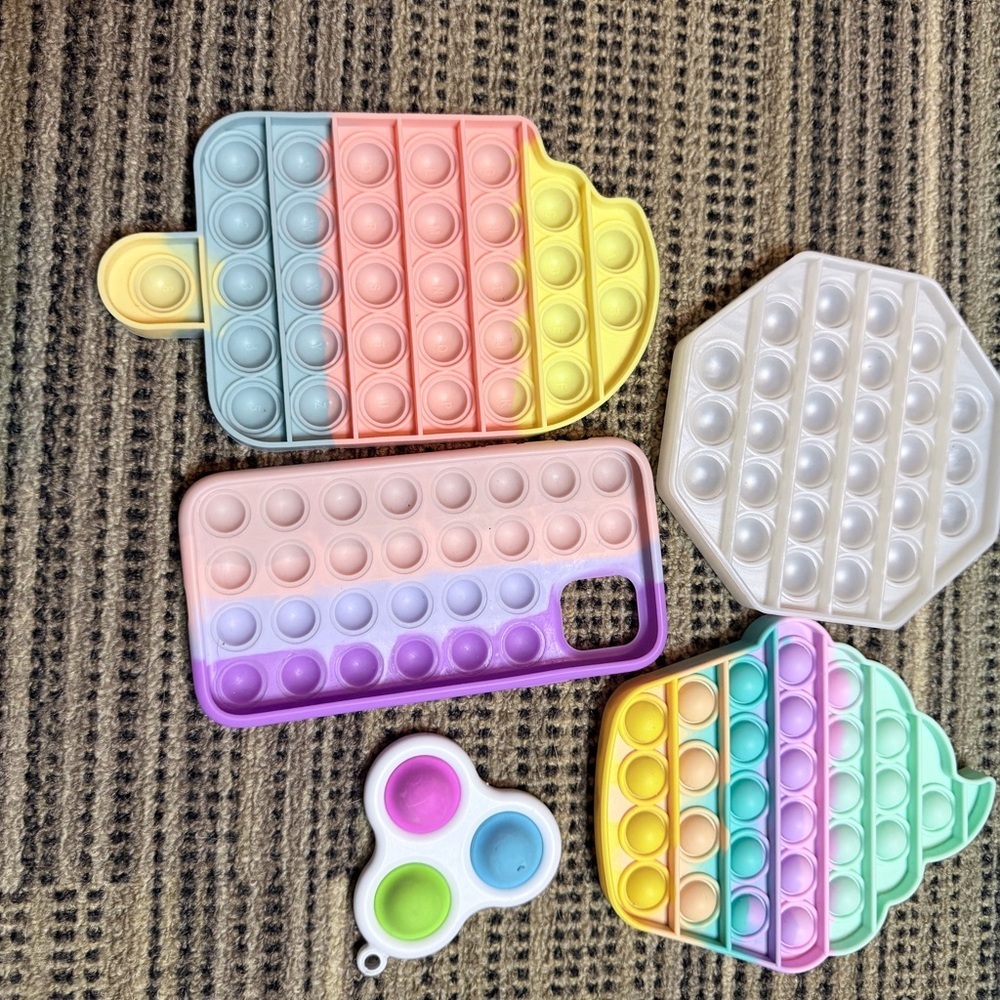 Colorful Pop It Fidget Toy Set 5 cupcake ice cream